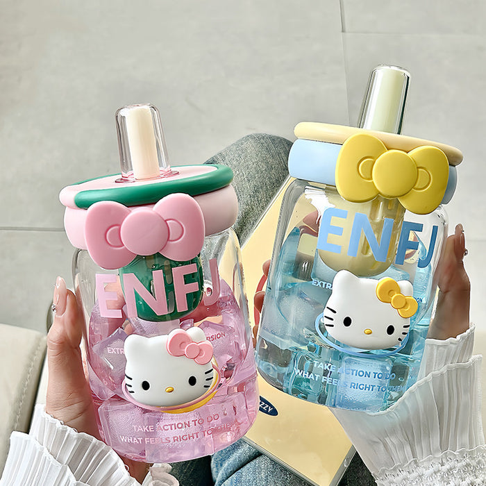 Wholesale Glass Sippy Cup with Straw Cartoon Design Ideal for Office Tea and Coffee