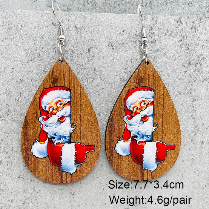 Wholesale  Bell Red Car Water Drop Wooden Earrings Christmas Accessories