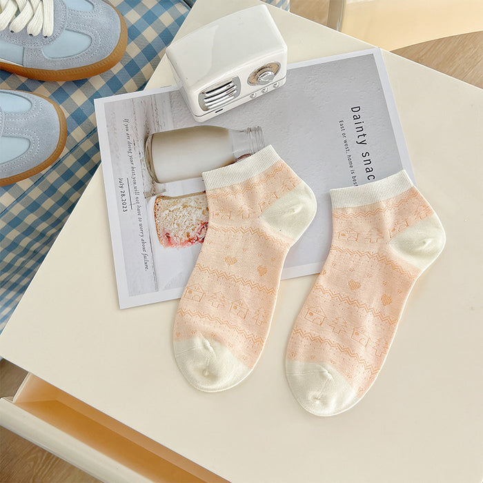 Wholesale Retro floral fashionable combed cotton short socks