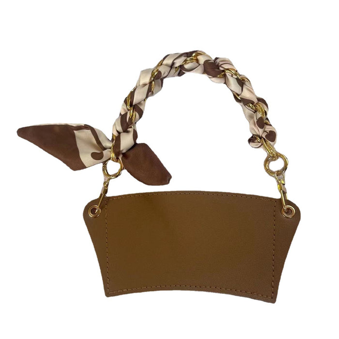 Wholesale  Acrylic Chain Portable Detachable Portable Coffee Cup Leather Heat Insulated