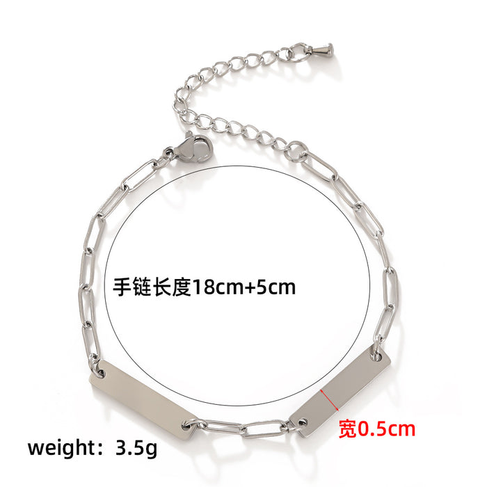 Wholesale European and American light luxury stacked stainless steel bracelet, simple smooth surface bracelet, fashionable and versatile design bracelet
