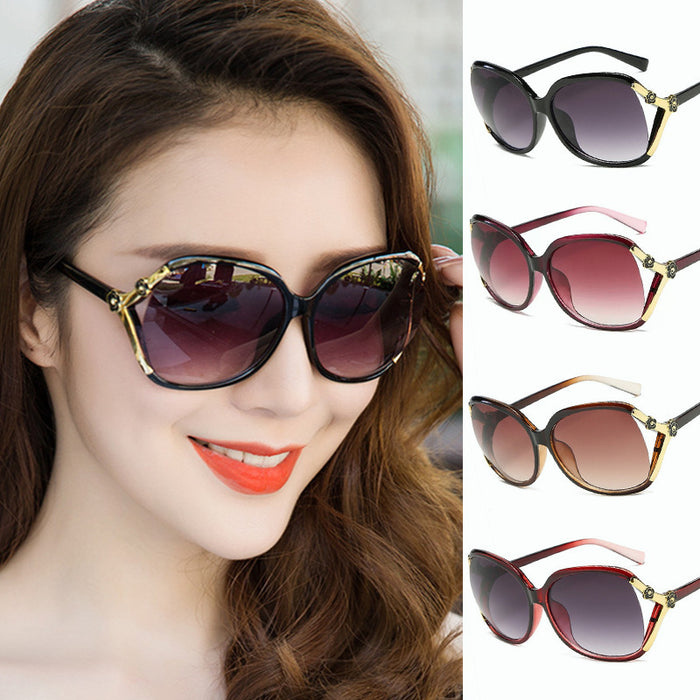 Wholesale Large frame camellia sunglasses rose sunglasses retro women's glasses