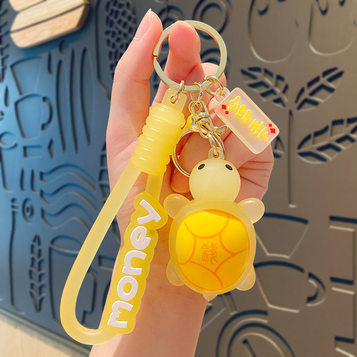 Wholesale Luminous little turtle key chain all red chan with turtle pendant explosive schoolbag pendant key chain small gift batch