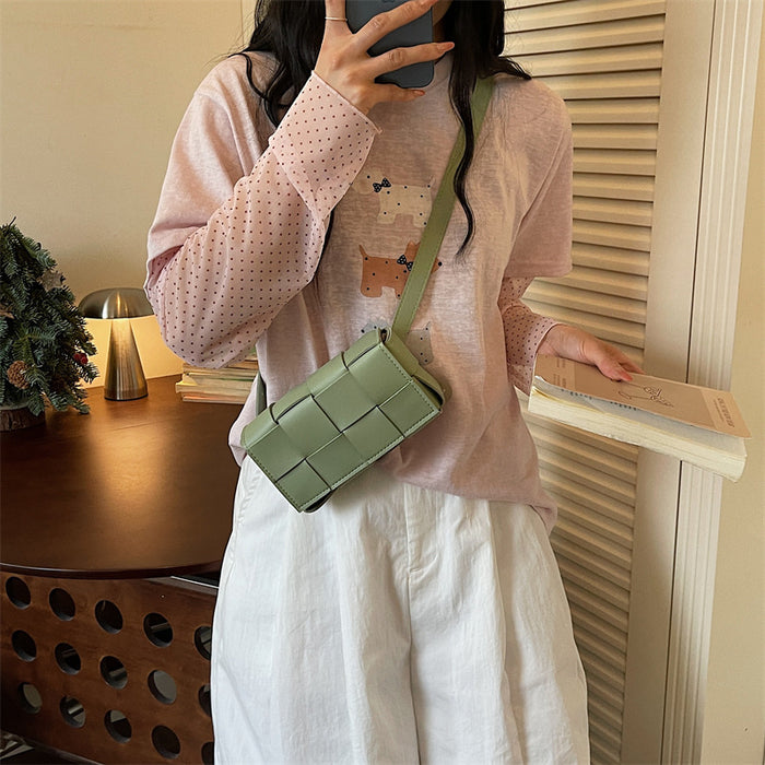 Wholesale Green Woven Small Square Crossbody Bag Daily Fashion Accessory