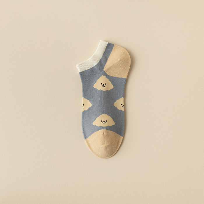 Wholesale Ship socks thin combed cotton low cut shallow mouth invisible socks cute cartoon short socks