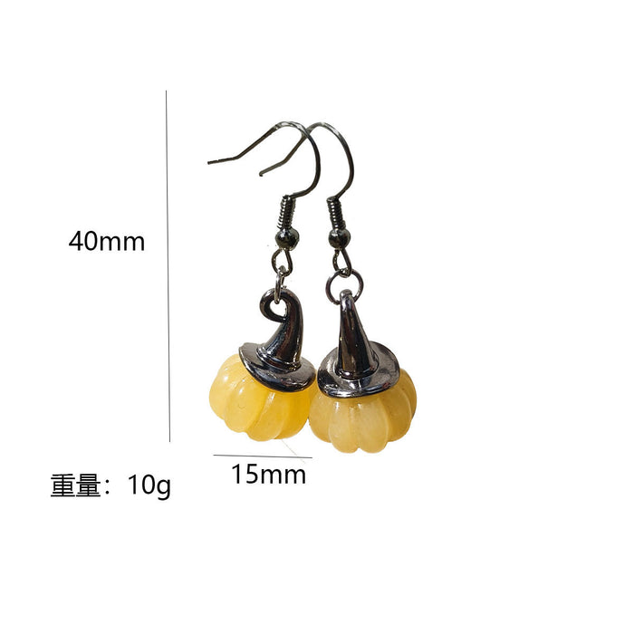 Wholesale Natural Stone Crystal Pumpkin Earrings  Witch Personalized  Jewelry
