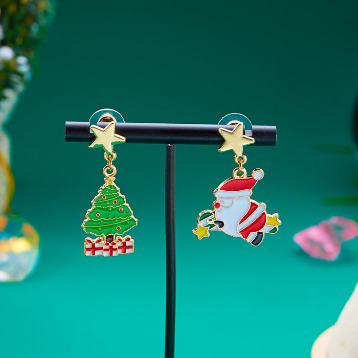Wholesale Christmas Earrings  All-match Dropping Oil  Star Tassel Asymmetric Earrings