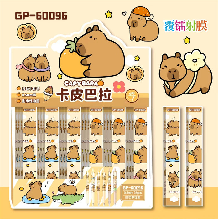 Wholesale Capybara Blind Box Press Pen Cartoon Metal Pen Clip Press Gel Pen Laser Black