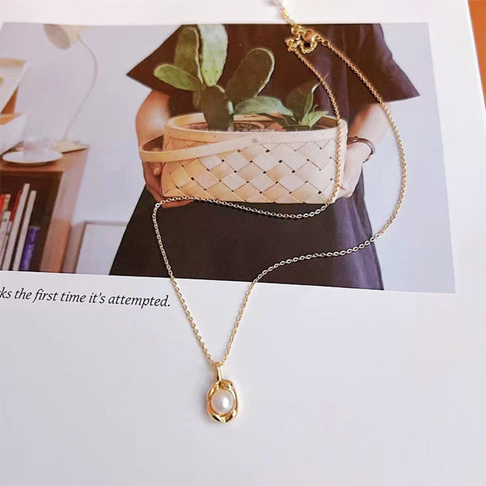 Wholesale  Freshwater Pearl Necklace Women's Small Gold Bean 14K Gold  Clavicle Chain