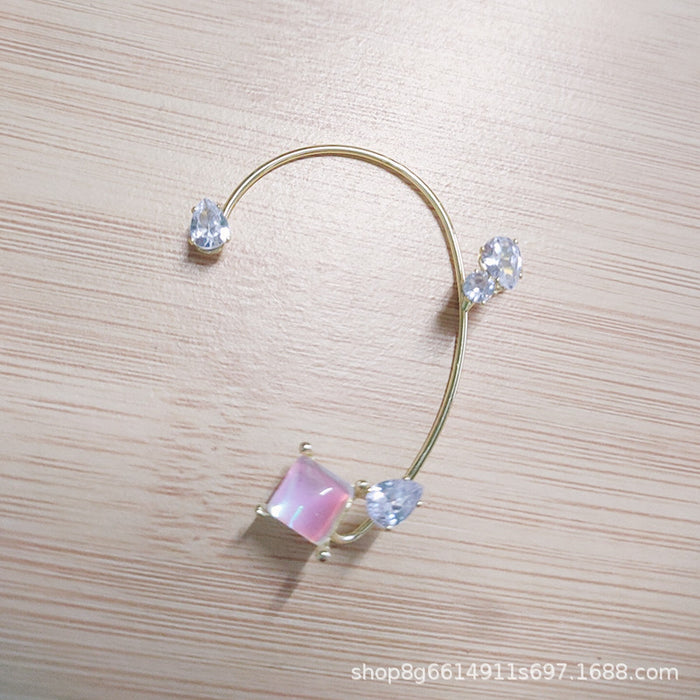 Wholesale Earless zircon crystal ear hooks with niche design, simple and personalized earrings