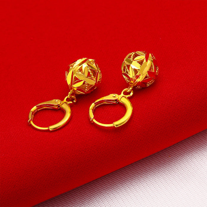 Wholesale  sand gold hollow ball jewelry  car flower ear buckle earrings