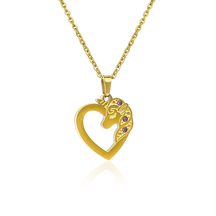 Wholesale Stainless Steel Gold-Plated Heart Necklace