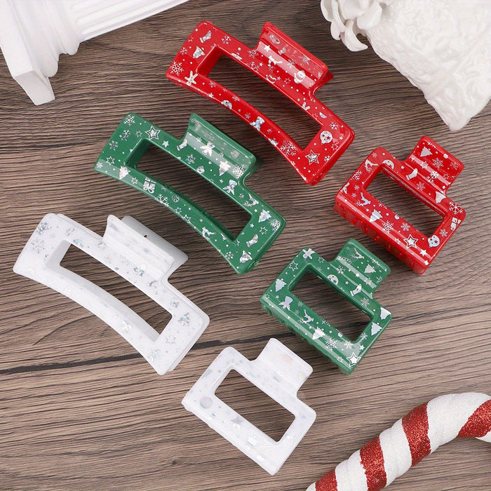 Wholesale Christmas Cartoon Printed Acrylic Hair Clip JDC-HC-SNSB010