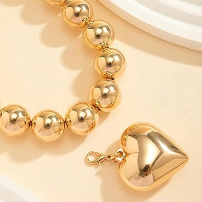 Wholesale Jewelry round beaded heart pendant necklace