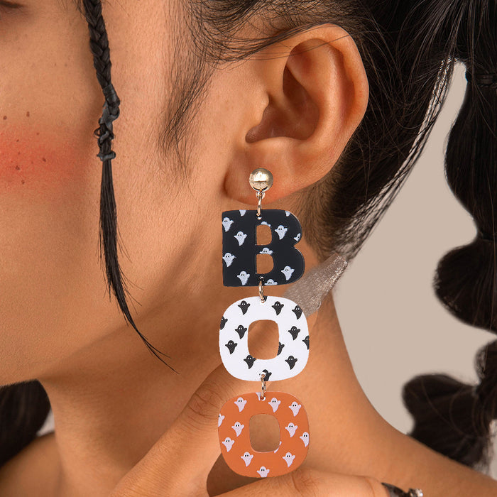 Wholesale  Series Earrings Cute Cartoon Letters Bat Ghost Pumpkin Earrings