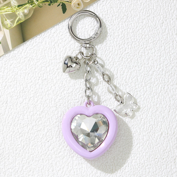 Wholesale Acrylic Butterfly Heart Car Keychain Bag Charm Pink Sweet Style  Gift Accessory MOQ≥2