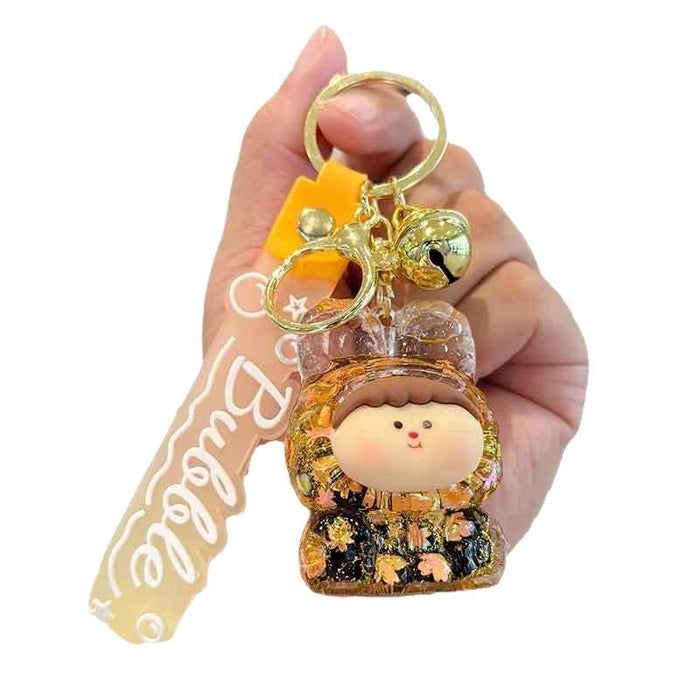 Wholesale Oil-in Acrylic Quicksand Key Chain Cute Flash Doll Key Chain