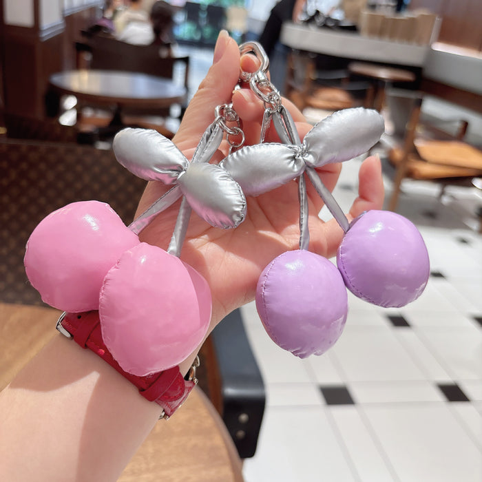 Wholesale PU cotton-filled cherry keychain