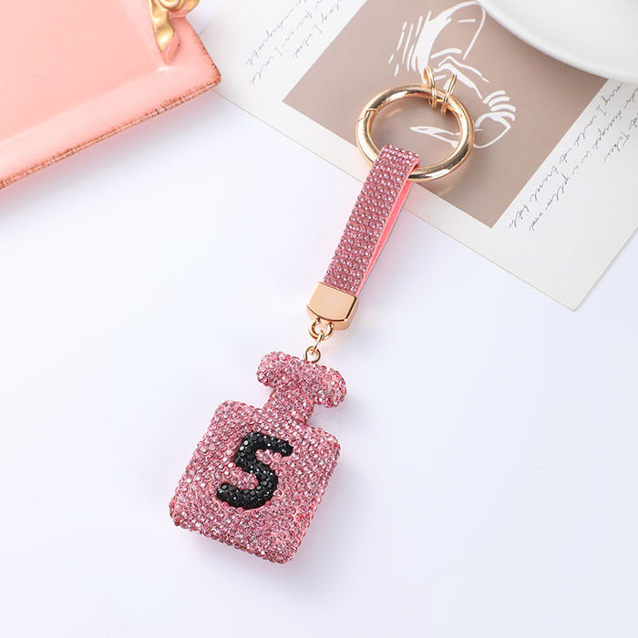 Wholesale Perfume bottle digital keychain,  full rhinestone,  fashionable bag charm,  car pendant