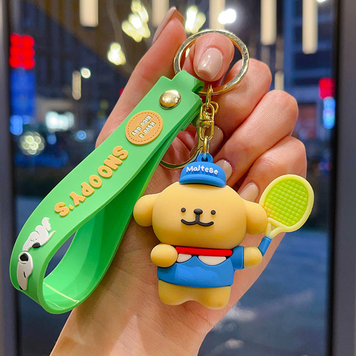 Wholesale PVC Cartoon Line Puppy Badminton Keychain Bag Charm Gift