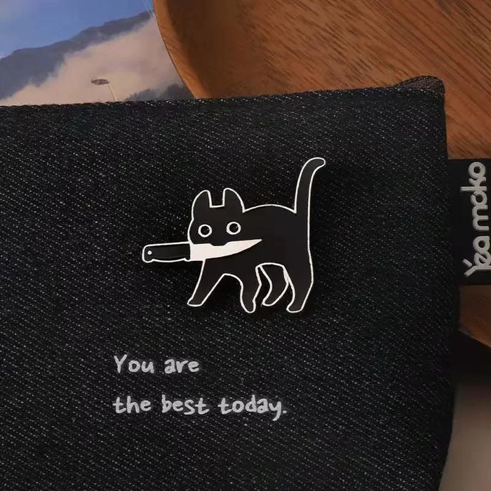 Wholesale Alloy cat brooch, cute and personalized couple badge, a pair of collar pin decorations