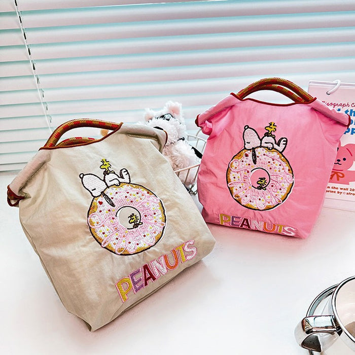 Wholesale Needle Embroidered Donut Mini Bag Mini Shoulder Crossbody Bag Handbag Canvas Bag