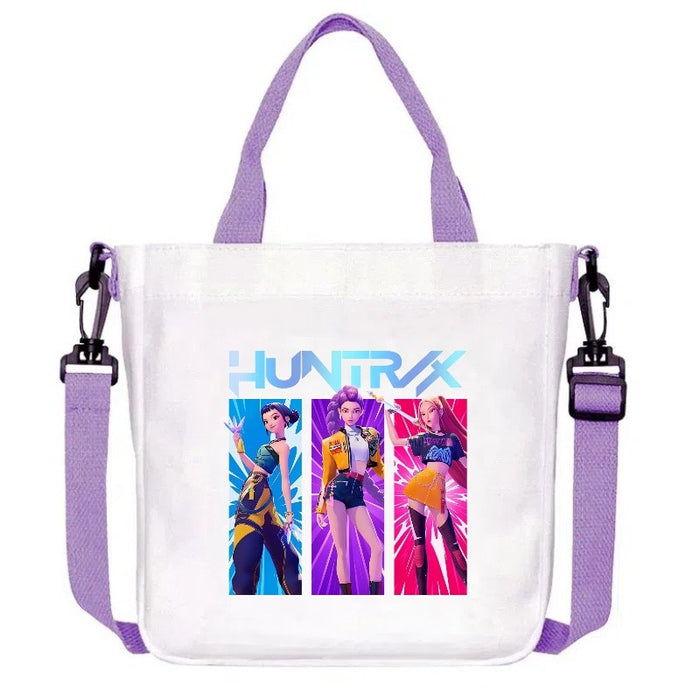 Wholesale Kpop Cartoon Print New Purple Canvas Handbag,  Shoulder Bag,