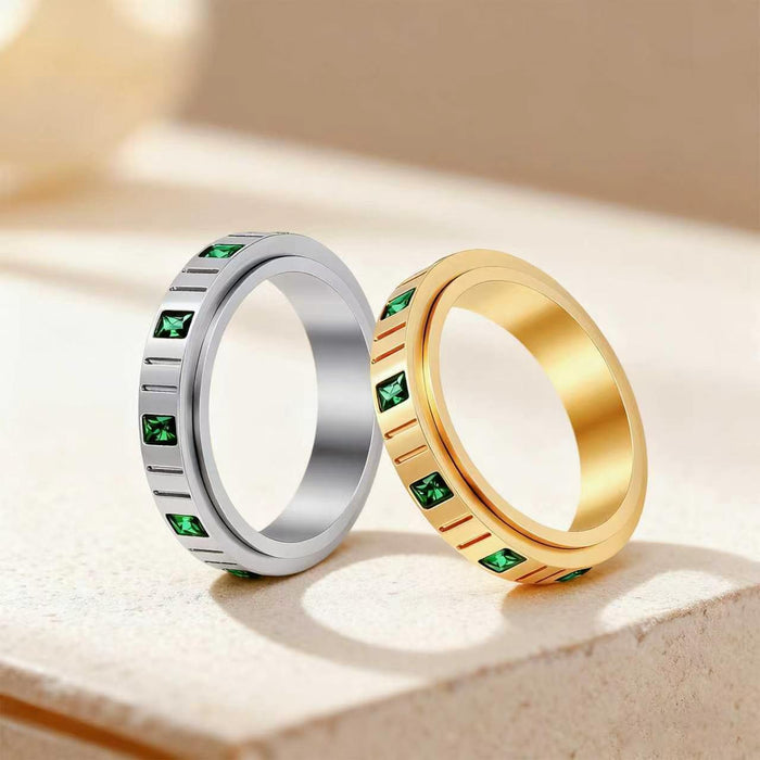 Wholesale Stainless Steel Diamond-Encrusted Ring Set Fashion Jewelry Gift for Women Boutique
