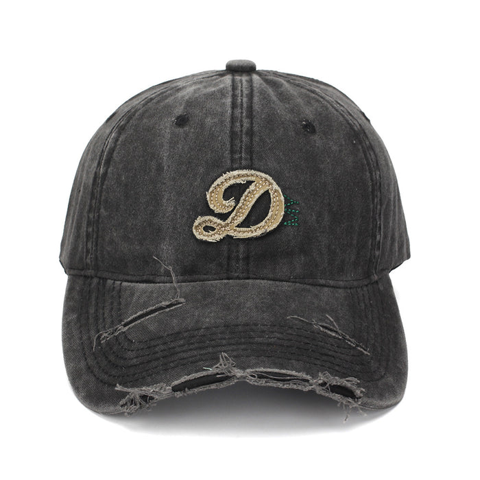 Wholesale Distressed Baseball Cap with Letter D Embroidery Retro Fashion Accessory