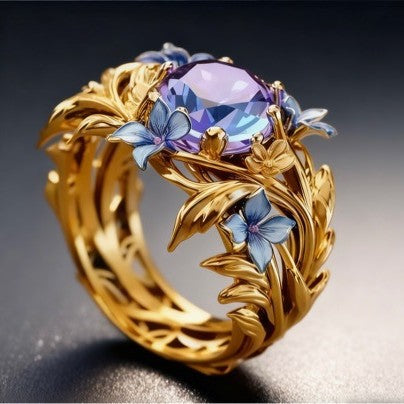 Wholesale Cubic Zirconia &  Iris Enamel Oil Ring