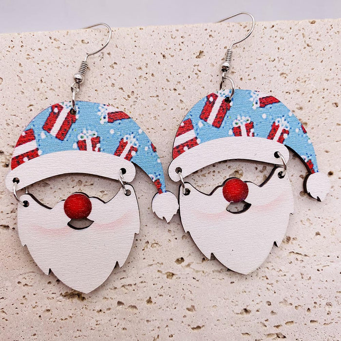 Wholesale Christmas Wooden Earrings Elk  Splicing Earrings Holiday Accessories