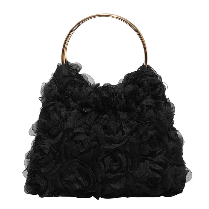 Wholesale Trendy Flower Evening Bag with Metal Ring Handle Small Clutch
