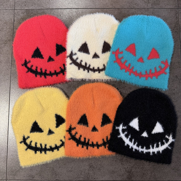 Wholesale Funny expression knitted hat for women in autumn and winter,  new  warm imitation mink yarn hat