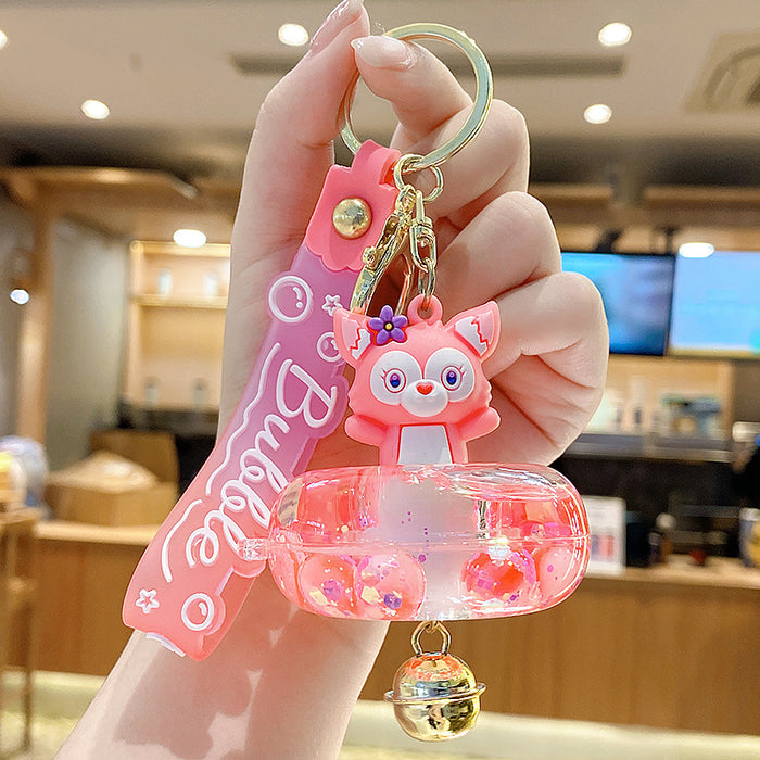 Wholesale Cute Donut Design Crystal Sand Floating Keychain Acrylic Fashion Accessory for Bags