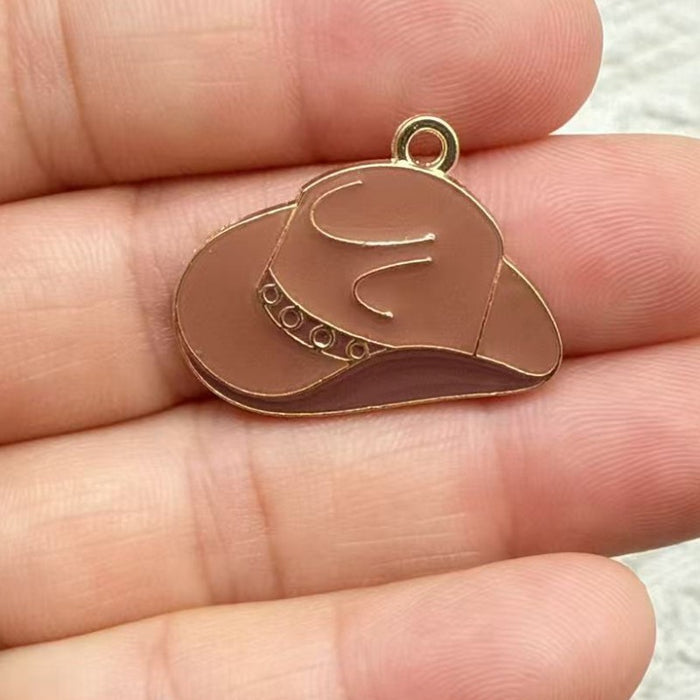 Wholesale 10pcs Western Cowboy Series Metal Drip Oil Hook Earrings,  Boots,  and Hat Earrings