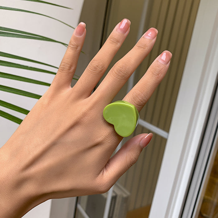 Wholesale  Heart-shaped Candy-colored Wide-brimmed Finger Ring
