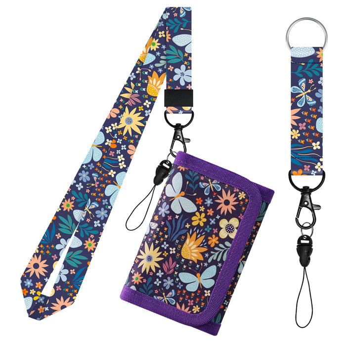 Wholesale Cartoon Print Polyester Kids Wallet with Lanyard