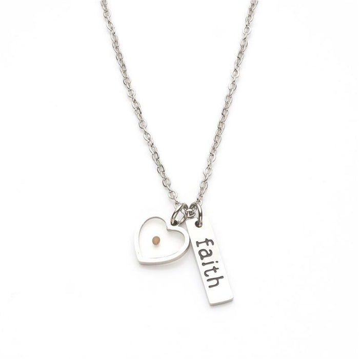 Wholesale  Water Drop Love-shaped Mustard Seed Long Stainless Steel Necklace