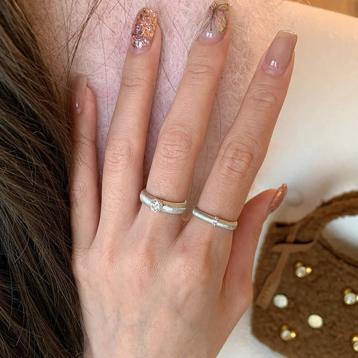 Wholesale Niche design brushed diamond ring, plain silver ring, stacked ring