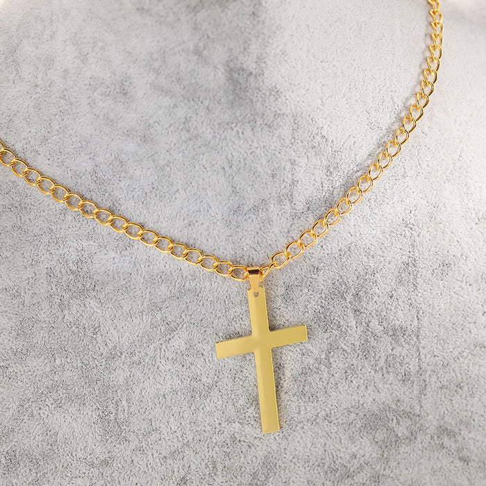 Wholesale Twist Chain Simple Cross Titanium Steel Necklace JDC-NE-Liyang008