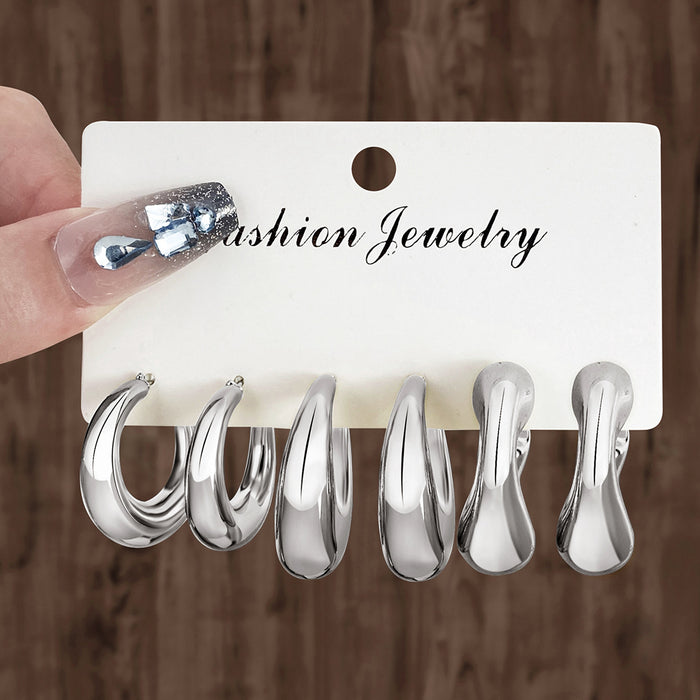 Wholesale 6-Pair Creative Gold Teardrop Earring Set