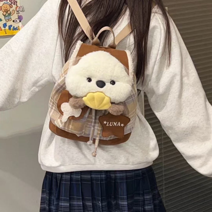 Wholesale Cute Plaid Shell Dog Large Capacity Cartoon Backpack