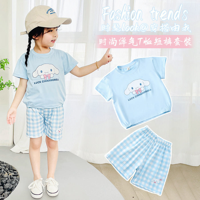 Wholesale Summer New Children's Suits Cute Cartoon Fashionable and Stylish Baby Girl Small Children's Trendy Two-piece Suits JDC-CTS-QNE002