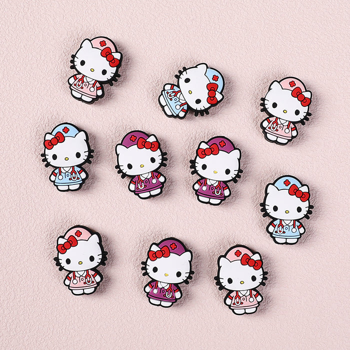 Wholesale 20pcs Silicone Beads Cute Cartoon Nurse Jewelry Straight Beads All-match DIY Accessories Dropping Glue Beads
