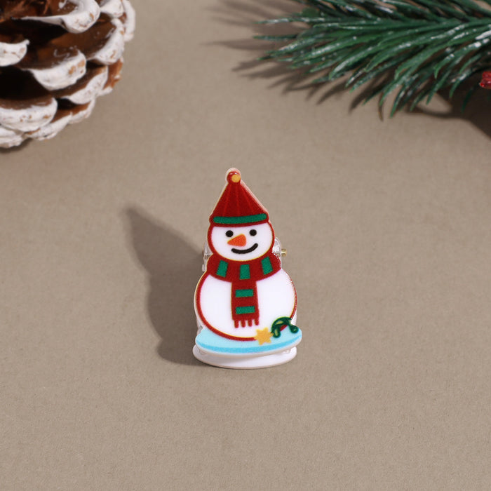 Wholesale Christmas Hair Clips Cute Gingerbread Man Snowman Elk Bell Plastic Hair Accessory For Party Gift