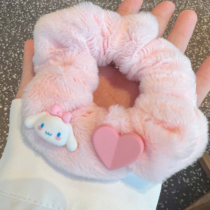 Wholesale Creamy Pink Cute Cartoon Series Girlish Plush Hair Scrunchies