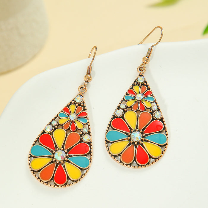 Wholesale Zinc Alloy Bohemian Drop Earrings with Rhinestone for Party Wear Boutique Resale MOQ≥2