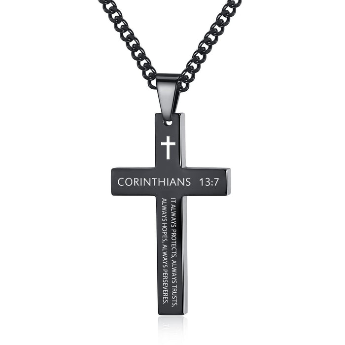 Wholesale Cross necklace titanium steel hand polished stainless steel cross engraved necklace