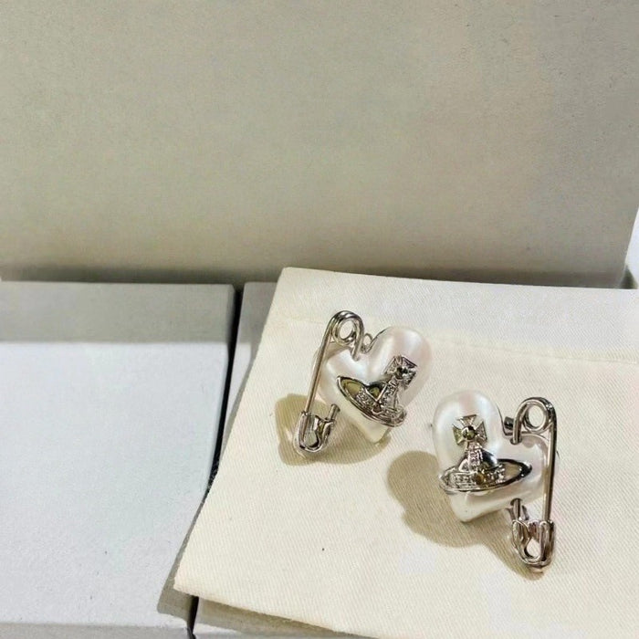 Wholesale Heart Pin Saturn Pearl Statemente Earrings