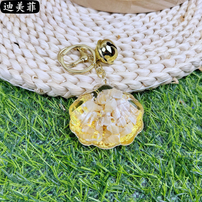 Wholesale Creative Acrylic Oil Shell Conch Exquisite Car Keychain Cute Pink Bag Quicksand Small Pendant Gift